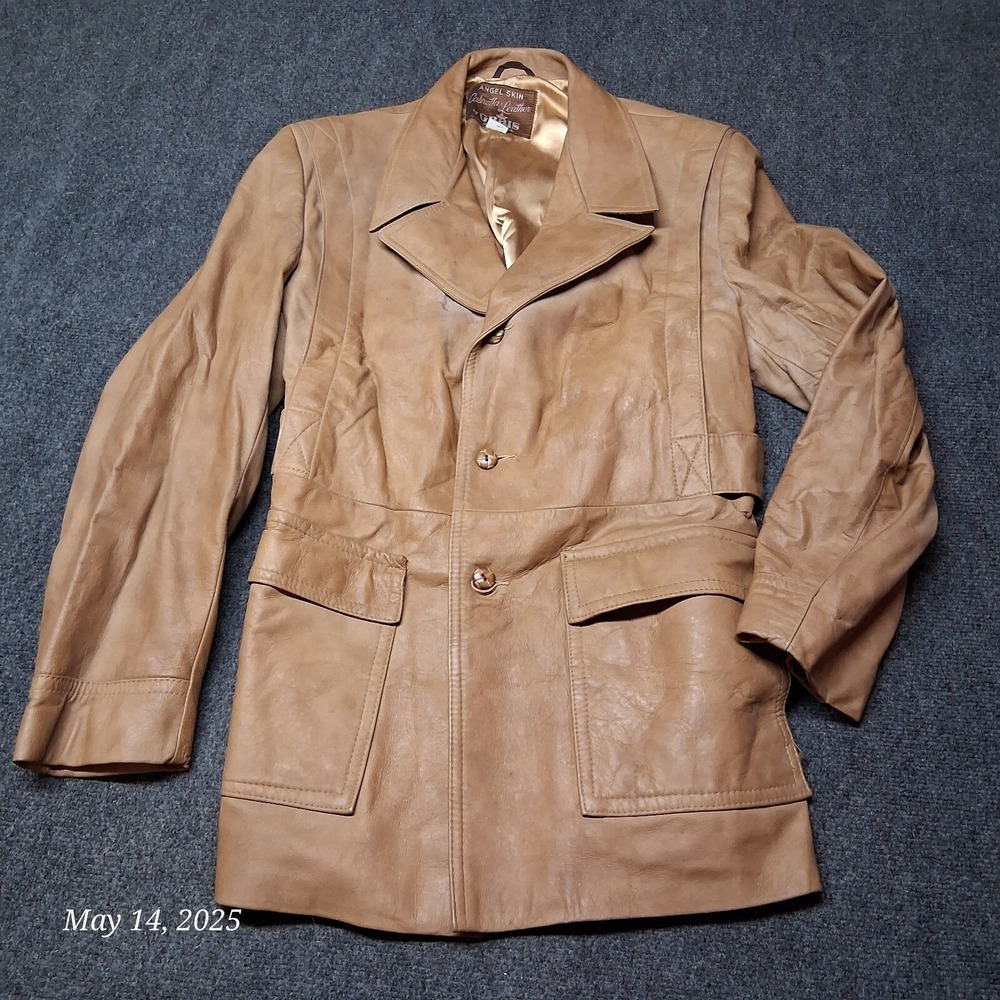 VTG 1970s Angel Skin Cabretta Leather by Grais Jacket Men‎ 44 Regular Brown
